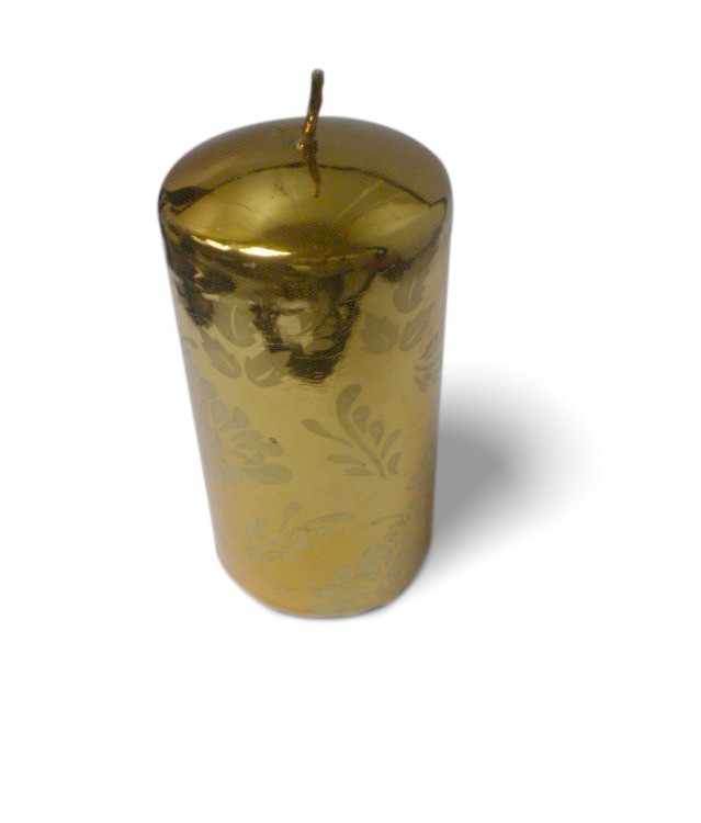 Svíčka 80x60mm Zlatá metal Brokát 2ks | Svíčky, svícny a lampové oleje